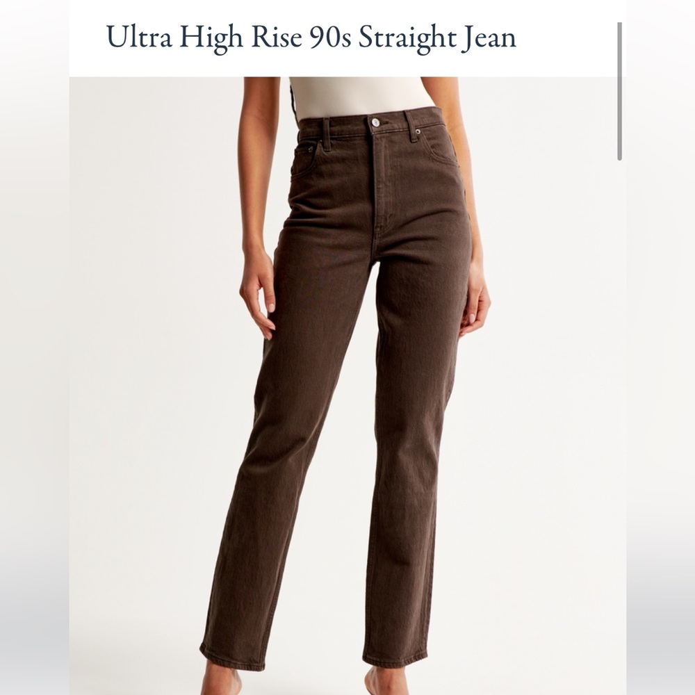 abercrombie ultra high rise 90s straight in brown